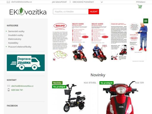 elektrické koloběžky, elektroskútry, invalidní vozíky, seniorské vozíky, pracovní elektrotříkolky - doprava zdarma, široký výběr na prodejně, servis  / ekovozitka.cz