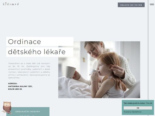 kidsmed - ordinace dětského lékaře. pečujeme o zdraví vašich dětí. najdete nás na adrese: antonína kaliny 1351, kolín 280 02. volejte na číslo: 321 721 919.