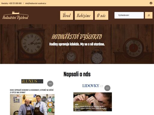 webové stránky hodinářství vyšehrad s provozovnou v pražské vyšehradské ulici. nabízíme opravy hodin, hodinek, hodinářské služby i prodej zboží.