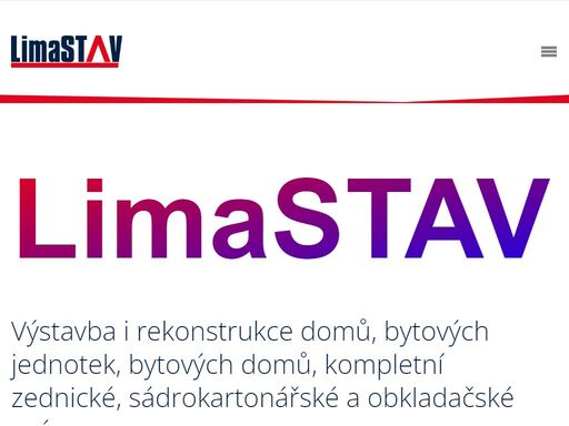 limastav – výstavba i rekonstrukce domů, bytových jednotek, bytových domů, kompletní zednické, sádrokartonářské a obkladačské práce