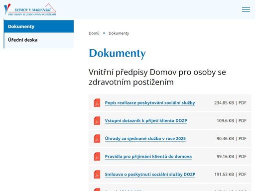 domov mariánská je pobytové zařízení registrované karlovarským krajem, které poskytuje celoroční a nepřetržitou péči seniorům (60+) a lidem se zdravotním postižením v malebném údolí řeky ohře u jáchymova.