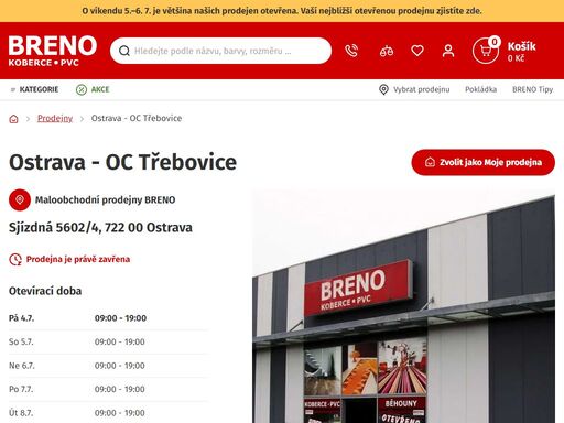 navštivte prodejnu breno v ostravě v oc třebovice! vyzvedněte si zboží z e-shopu a prohlédněte si široký výběr podlah: koberce, pvc / lino a vinyl.