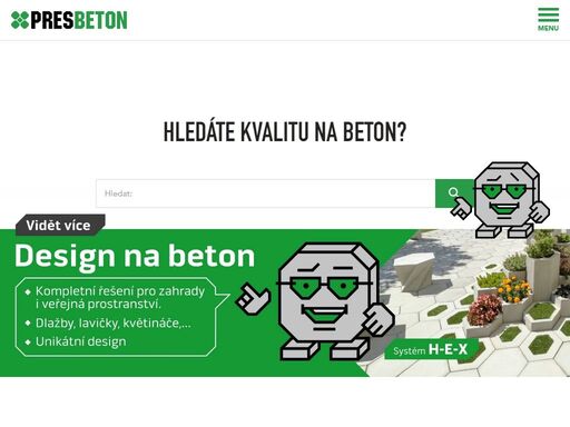 široká nabídka betonových venkovních dlažeb, zdicí prvky, výrobky venkovní architektury, schodišťové prvky a systémová řešení. do města, kolem domu, na zahradu.