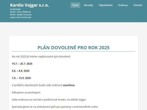 vítejte na stránkách kardiologie vajgar
