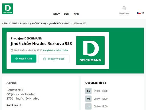 váš prodejnu deichmann rezkova 953 ve jindřichův hradec ? otevřít pracovní dobu a ? telefonní číslo ? zobrazit nyní.