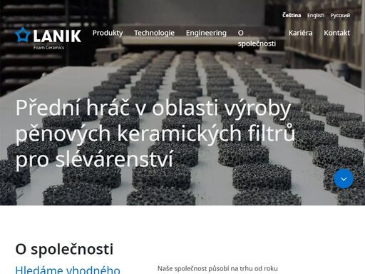 výroba a prodej pěnových keramických filtrů vukopor® pro slévárenství, prvovýrobu hliníku, petrochemický a potravinářský průmysl a k dekoračním účelům.