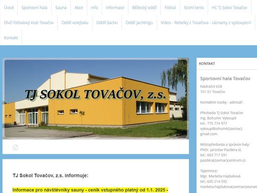 oficiální www stránky tělovýchovné jednoty sokolu tovačov.