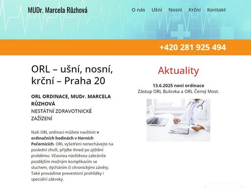 objednejte se k vyšetření orl - ušní, nosní, krční v praze 20. můžete přijít i bez objednání 30 minut před ukončením ordinačních hodin.