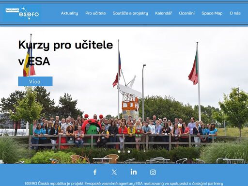 esero česká republika je vzdělávací kancelář evropské vesmírné agentury esa pro českou republiku, zajišťujeme podporu předškolního, primárního a sekundárního vzdělávání. využíváme témat vesmíru ke zvýšení motivace žáků pro studium technických a přírodovědných předmětů, vedeme akreditovaná školení pedagogů i přímou výuku ve školách.