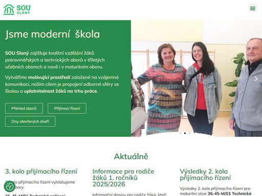 sou slaný zajišťuje kvalitní vzdělání žáků potravinářských a technických oborů v tříletých učebních oborech a nově i v maturitním oboru.