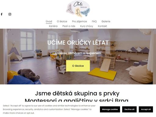 dětská skupina s prvky montessori a angličtiny v srdci brna, se soukromou 
klášterskou zahradou, nově zrekonstruovaná ve skandinávském stylu.