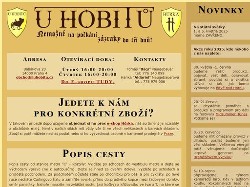 obchůdek s vybavením pro larp, bitvy a lukostřelbu.