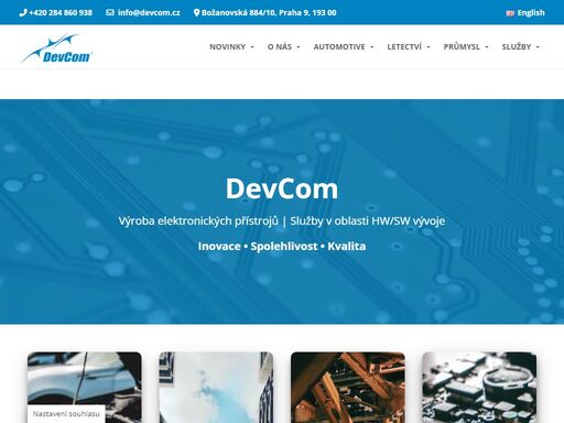 devcom: český výrobce elektronických přístrojů v segmentech automotive, letectví, embedded computing, iot/telematika a průmysl 4.0.