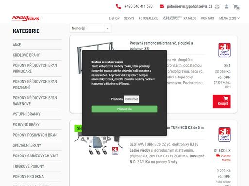 prodej pohonů k bránám, vratům, závorám, příslušenství jako kování, panty, sloupky.