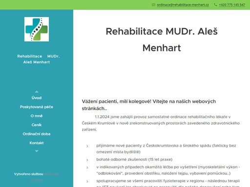 zahájili provoz ordinace rehabilitačního lékaře v českém krumlově přijímáme nové pacienty z českokrumlovska a širokého spádu