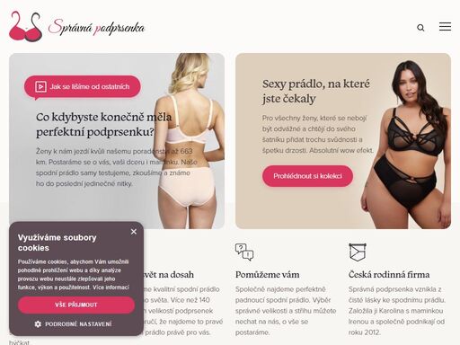 co kdybyste konečně měla perfektní podprsenku? ženy k nám jezdí kvůli našemu poradenství až 663 km. spodní prádlo známe do poslední nitky, jsme tu pro vás. česká rodinná firma, kamenné obchody v praze a v jihlavě.