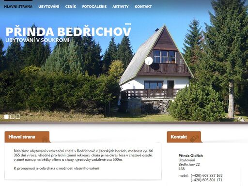nabízíme ubytování v rekreační chatě v bedřichově v jizerských horách. k pronajmutí je celá chata.