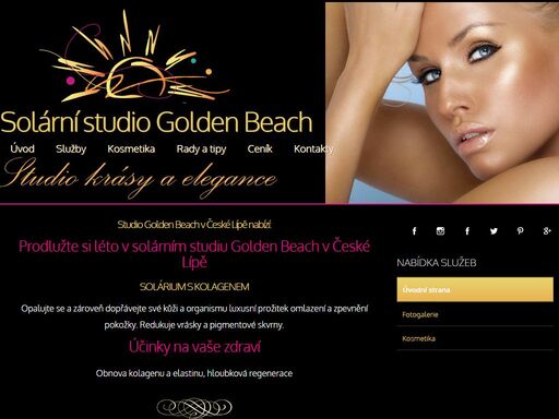 solární studio česká lípa provádí služby - solárium, turbosolárium, vibrační plošina a stepper, solární kosmetika, galvanická žehlička | golden beach studio česká lípa