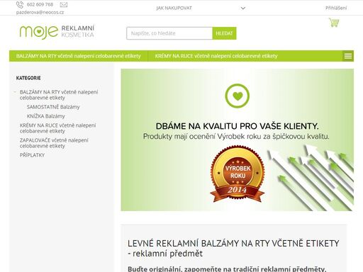 levné reklamní balzámy na rty včetně etikety - reklamní předmět. buďte originální, zapomeňte na tradiční reklamní předměty, kterých jsou vaši zákazníci už přesyceni.
naše ceny již zahrnují celobarevnou etiketu včetně nalepení.
věnujte vašim zákazníkům a obchodním partnerům levné a praktické reklamní předměty s vaší…