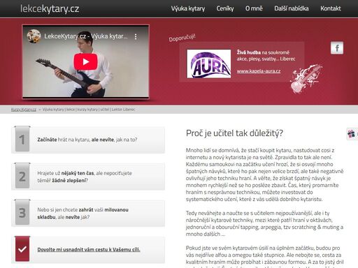 nabídka výuky hry na kytaru pro začátečníky i pokročilé. kytarista na vaše akce a záskoky. živá hudba v podání sólo kytaristy i celé kapely.
