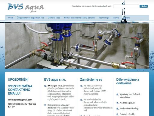 bvs aqua s.r.o. je výrobcem, přímým prodejcem a servisním střediskem, polypropylenových nádrží a čerpacích stanic.