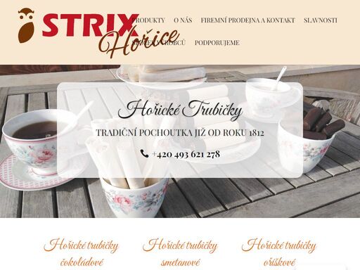 strix hořice s.r.o. je výrobcem tradičních hořických trubiček. vyrábíme plněné, sypané i dia oplatkové trubičky bez ztužených tuků dle tradičních receptur.