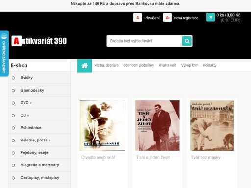  antikvariát 390 v hradci králové. antikvariát 390 je internetový antikvariát. levné knihy.