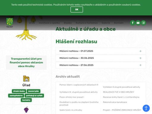 obec hrušky se nachází 8 km severovýchodně od břeclavi v rovinaté, jen místy zvlněné krajině v nadmořské výšce 175 m. geomorfologicky je celý katastr obce hrušky součástí dolnomoravského úvalu.