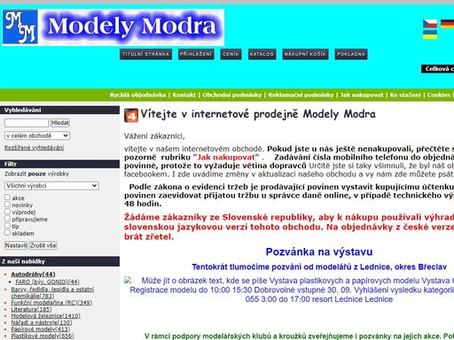 prodejna modelářských potřeb