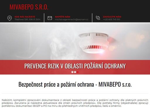 naše firma nabízí kompletní zpracování dokumentace z oblasti bezpečnosti práce a požární ochrany dle platných právních předpisů. 