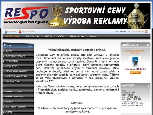 sportovní ceny, poháry, trofeje, výroba reklamy