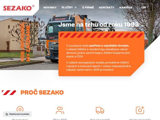 firma sezako je předním poskytovatelem služeb po celé čr v oblasti čištění a monitoringu kanalizací. zavolejte do pobočky ve vaší blízkosti!