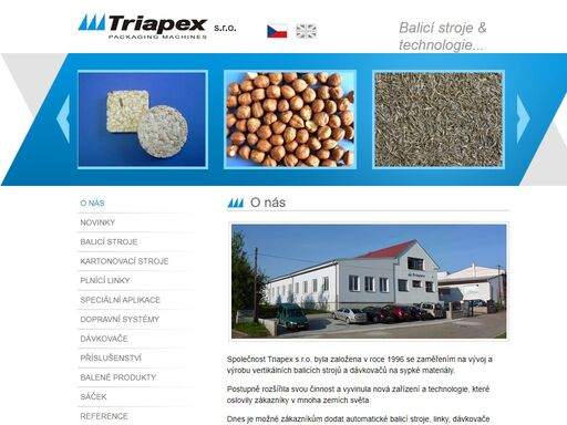 triapex, s.r.o. balicí stroje & technologie. vyrábíme balicí stroje jedno a vícetubusové. nabízíme vertikální hadicové balicí stroje, dávkovací zařízení, dopravníky a dávkovací váhy.