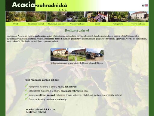 provádíme zahradnické práce - realizace zahrad, údržba zahrad, návrhy zahrad, projektování zahrad, zakládání zeleně, údržba zeleně, rekonstrukce zahrad, zahradní jezírka i travní koberce.