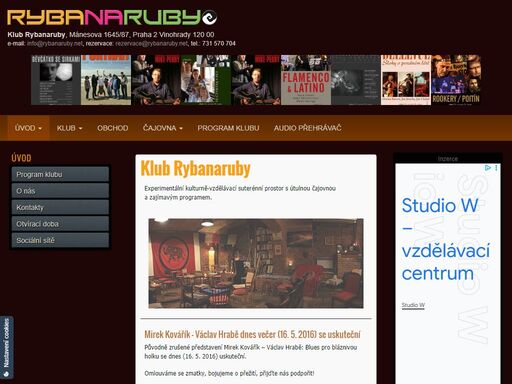 klub rybanaruby – zajímavý program, obchod a čajovna. rock, postrock, jazz, folk, worldmusic, alternativa, underground, improvizace v klubu rybanaruby.