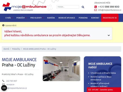 moje ambulance – největší síť ordinací praktických lékařů pro dospělé v čr. 12hodinová ordinační doba, online registrace i objednávka, hrazeno ze zp. 