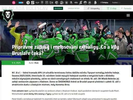 oficiální webové stránky hokejového klubu