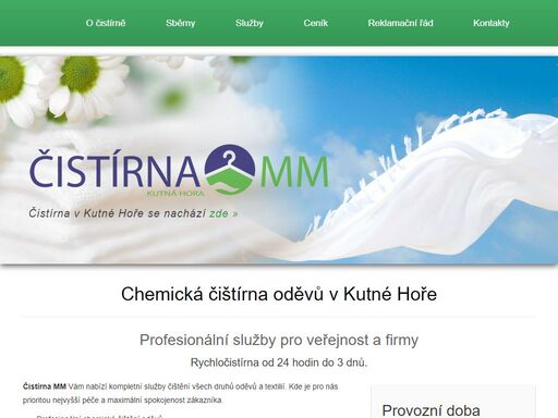 čistírna mm kutná hora, nabízí kompletní služby čistení praní a mandlovaní všch druhu oděvů a textilií.