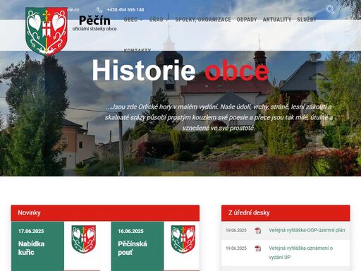 obec pěčín leží ve východních čechách, kraji královéhradeckém, v podorlické pahorkatině, mezi rychnovem nad kněžnou a rokytnicí v orlických horách, v nadmořské výšce 500-560 m n.m.