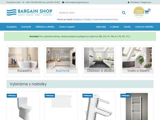 bargainshop.cz | koupelny, radiátory, obklady a dlažby, kuchyně