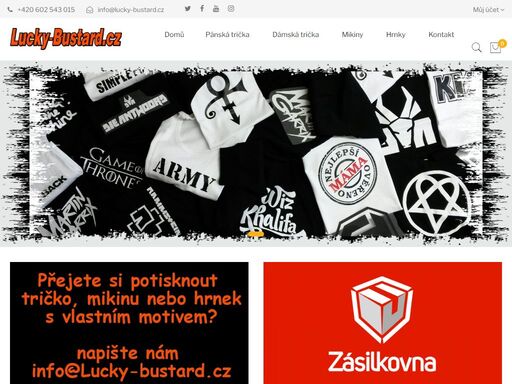 velký výběr triček a mikin s potiskem.