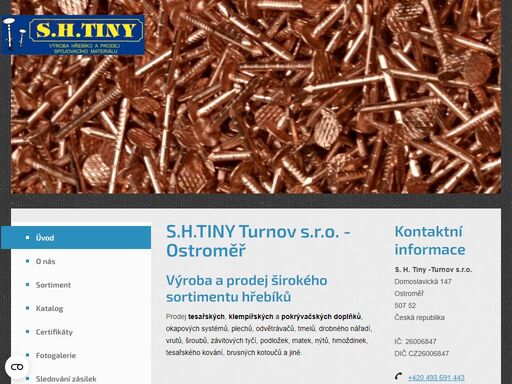 hřebíky - výroba a prodej hřebíků, nýtů, střešních odvětrávačů, spojovacýh materiálů a ostatních tesařských, klempířských a pokrývačských doplňků