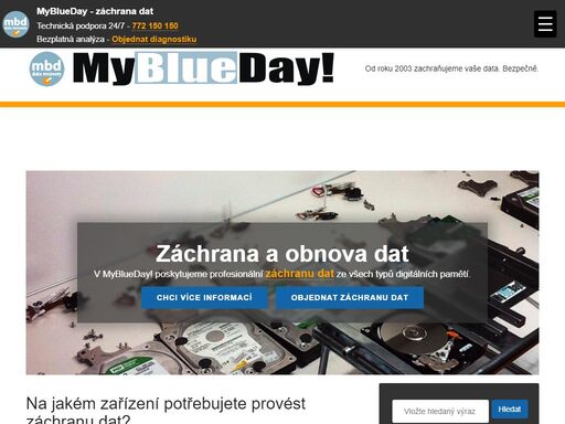 myblueday - profesionální záchrana dat ze všech typů paměťových zařízení.