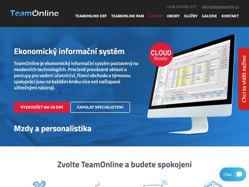 teamonline je sada podnikových nástrojů pro účetnictví, řízení vztahů se zákazníky, obchod, komunikaci, správu dokumentů, koordinaci prodejního týmu a marketing.
