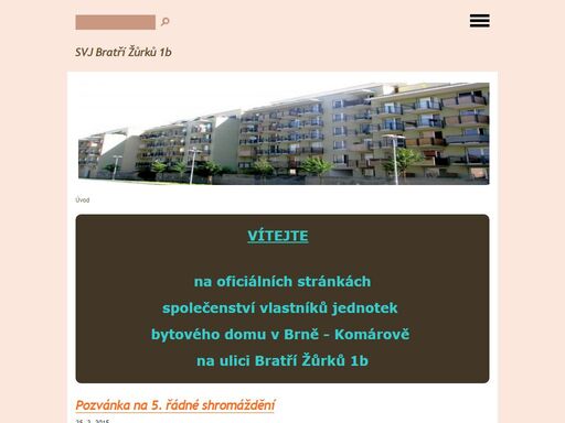 stránky společenství vlastníků jednotek bytového domu v brně na ulici bratří žůrků 1b