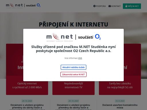 poskytujeme připojení k internetu ve studénce a blízkém okolí. nabízíme bezdrátové a optické připojení, levné internetové volání - voip, kvalitní tv vysílání - iptv...