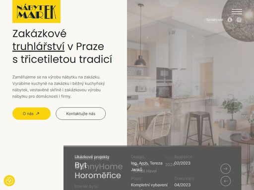 zakázkové truhlářství v praze s 30letou tradicí, specializující se na výrobu kuchyní, vestavěných skříní a nábytku na míru pro domácnosti i firmy. kvalita a profesionální přístup.