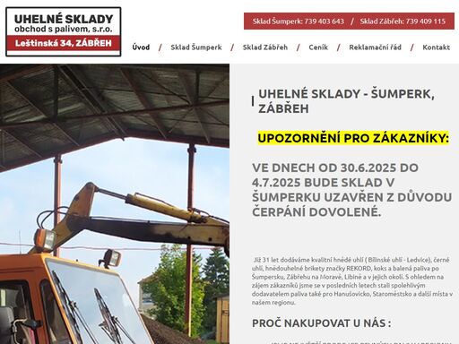 uhelné sklady - šumperk, zábřeh - již 31 let dodáváme kvalitní hnědé uhlí ( bílinské uhlí - ledvice), černé uhlí, hnědouhelné brikety značky rekord, koks a balená paliva po šumpersku, zábřehu na moravě a v jejich okolí. 