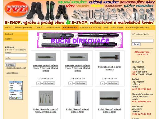 e-shop ručních kruhových a tvarových dírkovačů (dírkáčů)