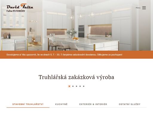 falta interiéry - zakázkové truhlářství, interiérové dveře, vybavení interiérů restaurací a pohostinství, kanceláří i bytů.